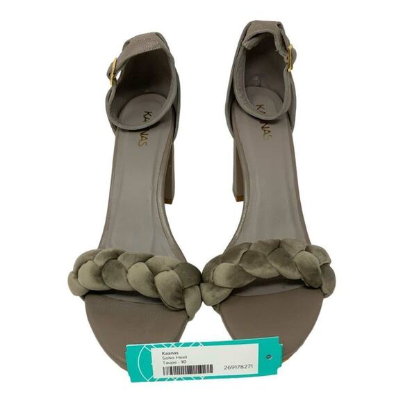 Kaanas Soho Velvet Braided Ankle Strap Sandal Taupe Size 10 NWT $129 MSRP - Picture 4 of 7